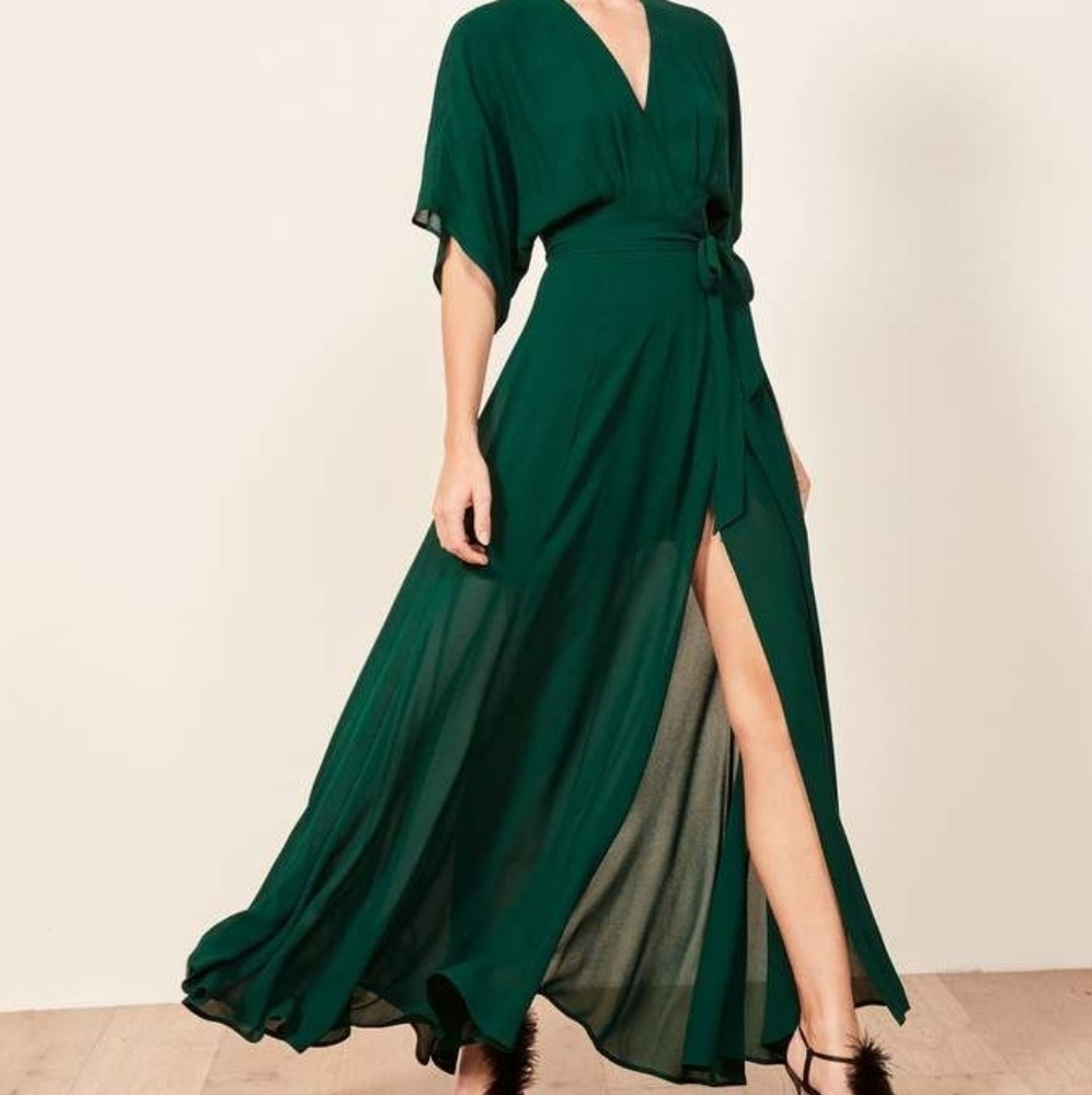 Reformation Winslow green dress